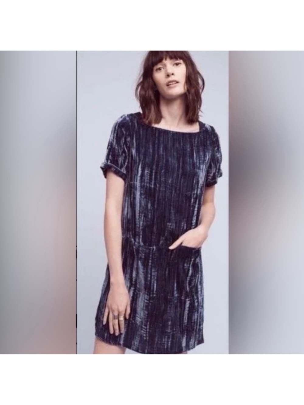 NWT Anthropologie Floreat Blue Velvet Dress, size Medium